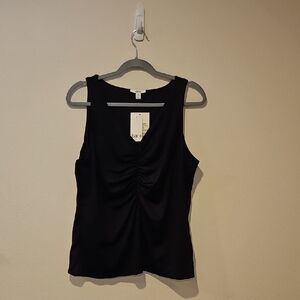 Bar III Black Ruched Tank Top